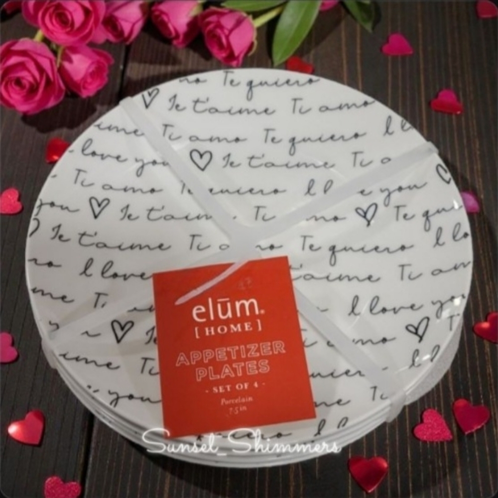 4pc "I Love You" In English Spanish French Appetizer Dessert Plate Set New